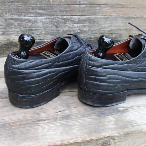 Vtg Dack's Black “Baffin Seal” Leather Derby, Men's 9 F, Made in Canada, GUC - Picture 7 of 13